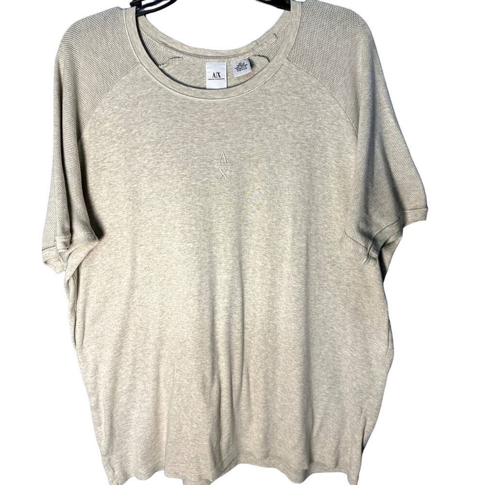 A|X Armani Exchange Men's Tan Crew Neck Short Sleeve 100% Cotton Shirt Size XL